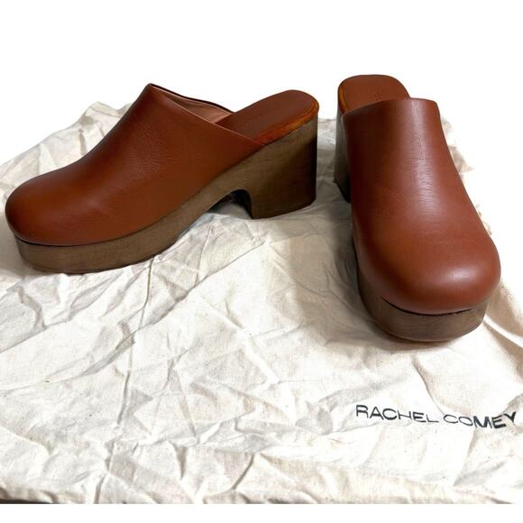 Rachel Comey Blaring Clog Size 8 (fits 7.5) Brown Nappa Leather Wood Mule - Picture 1 of 16